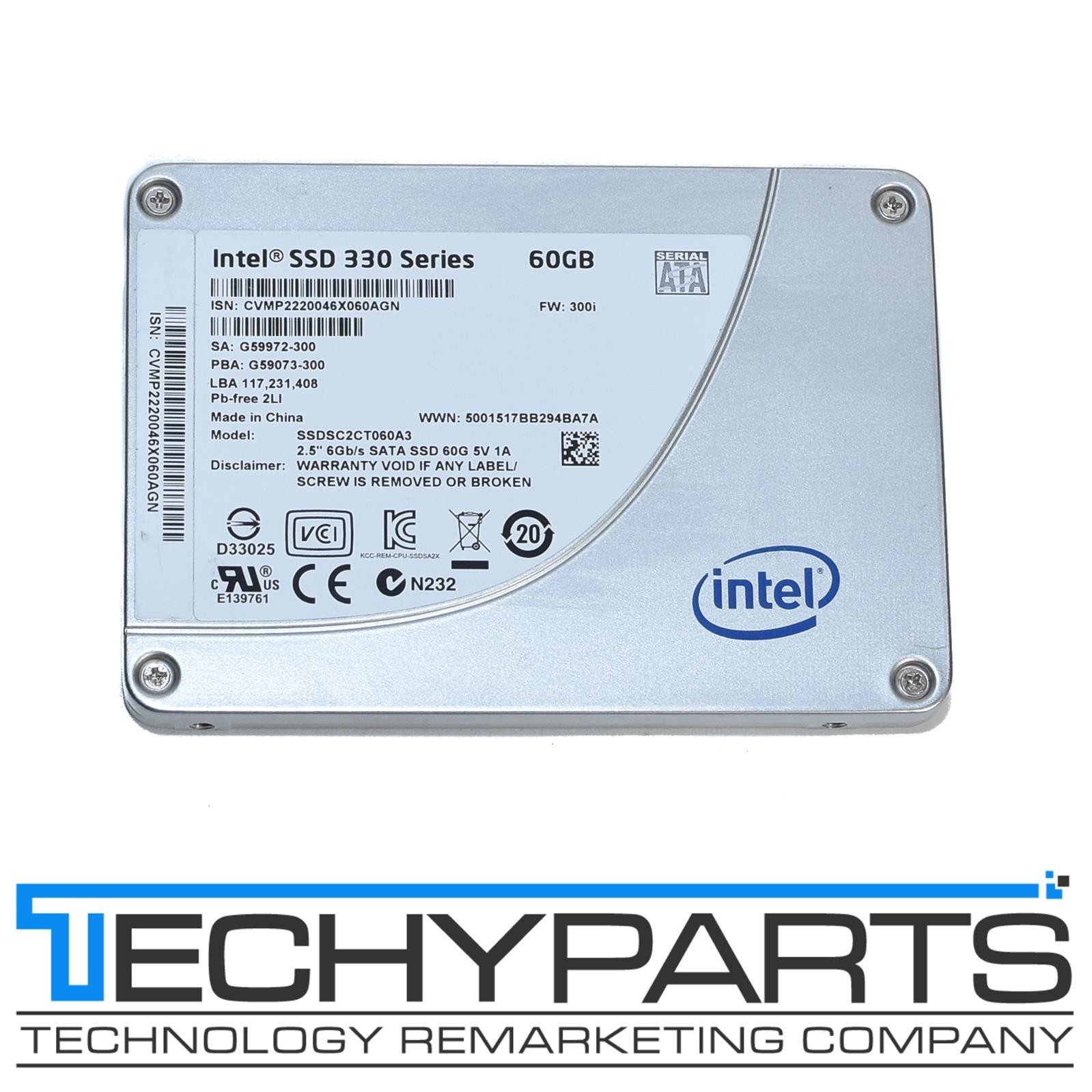 Intel 60GB 330 Series 2.5" SATA III 6G Solid State Drive SSDSC2CT060A3